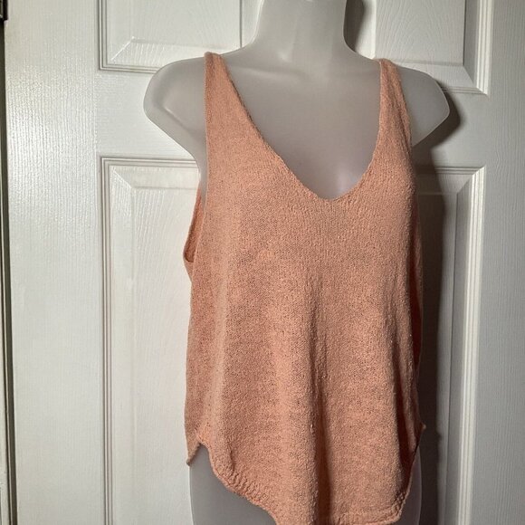 FP Beach Peach Orange Pink Pullover Round Hem Tank NWT Knit Small Casual Preppy - Picture 4 of 12